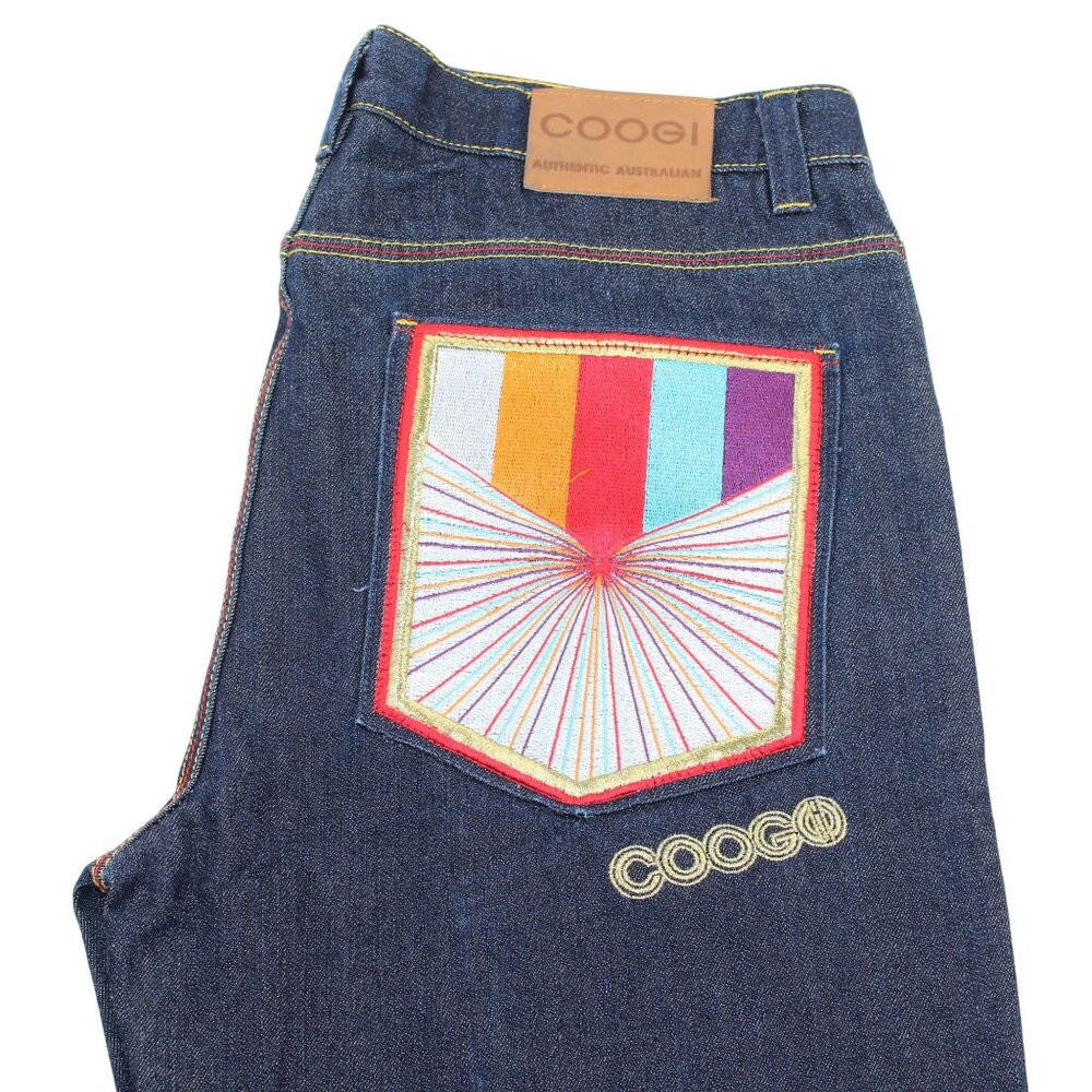 Vintage COOGI Sz 40X32 Y2K Embroidered Rainbow Colors Dk Wash Straight Leg Jeans - Picture 8 of 16